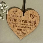 Grandad Gift Engraved Wood Oak Heart Gift For Him Birthday Gift 