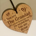 Grandad Gift Engraved Wood Oak Heart Gift For Him Birthday Gift 