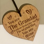Grandad Gift Engraved Wood Oak Heart Gift For Him Birthday Gift 