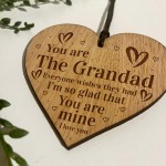 Grandad Gift Engraved Wood Oak Heart Gift For Him Birthday Gift 