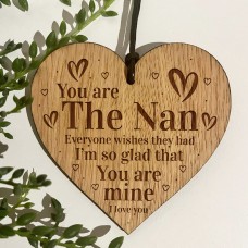 Nan Nanny Gift Engraved Oak Wooden Heart Sign Birthday Gift