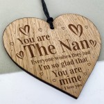Nan Nanny Gift Engraved Oak Wooden Heart Sign Birthday Gift
