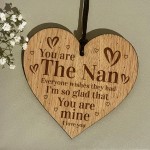 Nan Nanny Gift Engraved Oak Wooden Heart Sign Birthday Gift