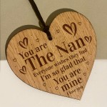 Nan Nanny Gift Engraved Oak Wooden Heart Sign Birthday Gift