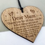 Engraved Mum Heart Oak Wooden Plaque Gift For Mum Birthday 