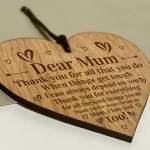 Engraved Mum Heart Oak Wooden Plaque Gift For Mum Birthday 