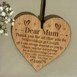 Engraved Mum Heart Oak Wooden Plaque Gift For Mum Birthday 