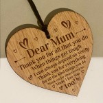 Engraved Mum Heart Oak Wooden Plaque Gift For Mum Birthday 