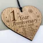 1st Anniversary Gift For Him Her Personalised Engraved Heart