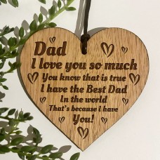 Dad Gift For Birthday Fathers Day Engraved Wood Heart Gift