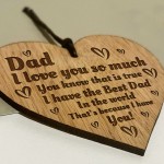 Dad Gift For Birthday Fathers Day Engraved Wood Heart Gift