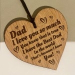 Dad Gift For Birthday Fathers Day Engraved Wood Heart Gift