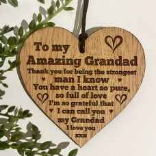 I Love You Grandad Gift Engraved Heart Sign For Birthday Gift