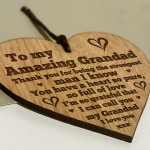 I Love You Grandad Gift Engraved Heart Sign For Birthday Gift