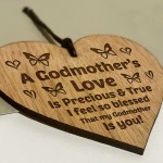 Godmother Gift Thank You Wood Engraved Heart Birthday Gift