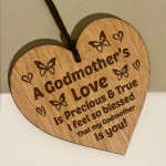 Godmother Gift Thank You Wood Engraved Heart Birthday Gift