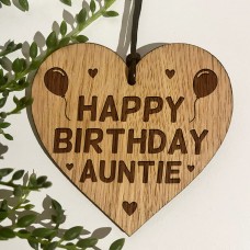 Birthday Gift For Auntie Wood Engraved Heart 30th 40th 50th