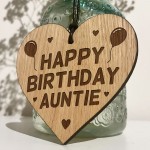 Birthday Gift For Auntie Wood Engraved Heart 30th 40th 50th