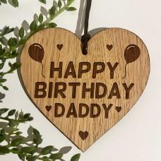 Birthday Gift For Daddy Wood Engraved Heart 30th 40th 50th
