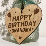 Birthday Gift For Grandma Wood Engraved Heart 50th 60th 70th