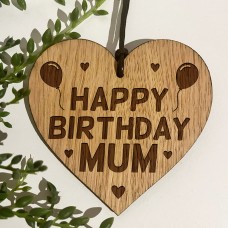 Birthday Gift For Mum Wood Engraved Heart 30th 40th 50th