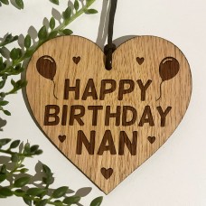 Birthday Gift For Nan Wood Engraved Heart 40th 50th 60th 70th