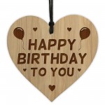 Birthday Gift For Him Her Wood Engraved Heart HAPPY BIRTHDAY