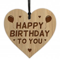 Birthday Gift For Him Her Wood Engraved Heart HAPPY BIRTHDAY