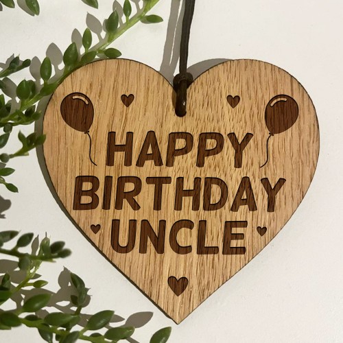 Birthday Gift For Uncle Wood Engraved Heart 30th 40th 50th