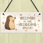 Welcome Hedgehog Sign Hanging Garden Shed Plaque Hedgehog Gift