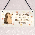 Welcome Hedgehog Sign Hanging Garden Shed Plaque Hedgehog Gift