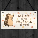 Welcome Hedgehog Sign Hanging Garden Shed Plaque Hedgehog Gift