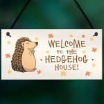 Welcome Hedgehog Sign Hanging Garden Shed Plaque Hedgehog Gift