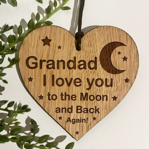 Grandad Gifts For Birthday Fathers Day Wood Engraved Heart
