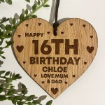 16th Birthday Gift For Daughter Wood Heart Personalised Friend