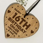 16th Birthday Gift For Daughter Wood Heart Personalised Friend