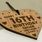 16th Birthday Gift For Daughter Wood Heart Personalised Friend