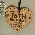 16th Birthday Gift For Daughter Wood Heart Personalised Friend