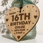 16th Birthday Gift For Daughter Wood Heart Personalised Friend