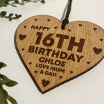 16th Birthday Gift For Daughter Wood Heart Personalised Friend