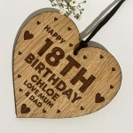 18th Birthday Gift For Daughter Wood Heart Personalised Friend