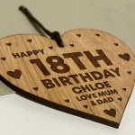 18th Birthday Gift For Daughter Wood Heart Personalised Friend