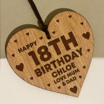 18th Birthday Gift For Daughter Wood Heart Personalised Friend