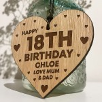 18th Birthday Gift For Daughter Wood Heart Personalised Friend