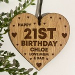 21st Birthday Gift For Daughter Wood Heart Personalised Friend