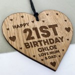 21st Birthday Gift For Daughter Wood Heart Personalised Friend
