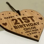 21st Birthday Gift For Daughter Wood Heart Personalised Friend