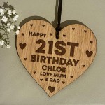 21st Birthday Gift For Daughter Wood Heart Personalised Friend