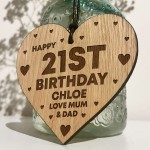 21st Birthday Gift For Daughter Wood Heart Personalised Friend
