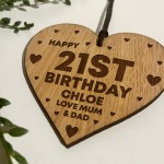 21st Birthday Gift For Daughter Wood Heart Personalised Friend